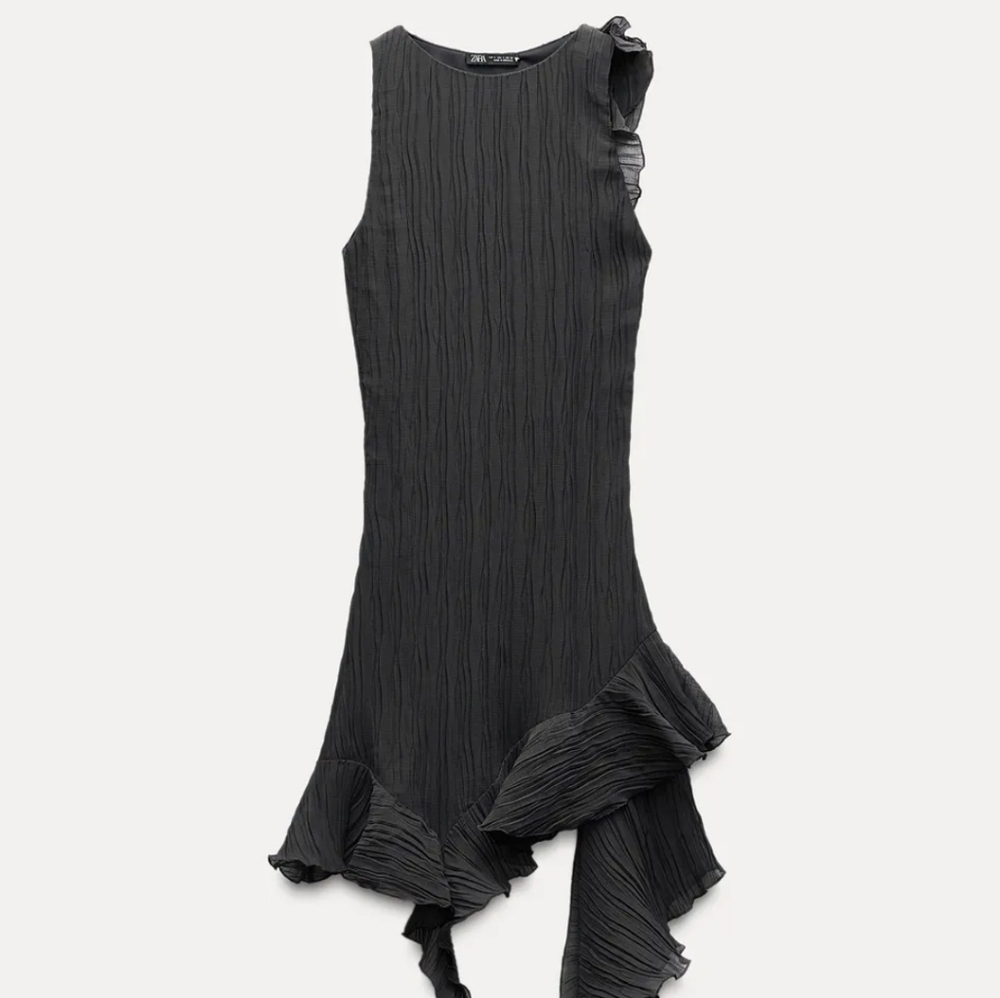 Elegant Black Ruffled Zara Dress